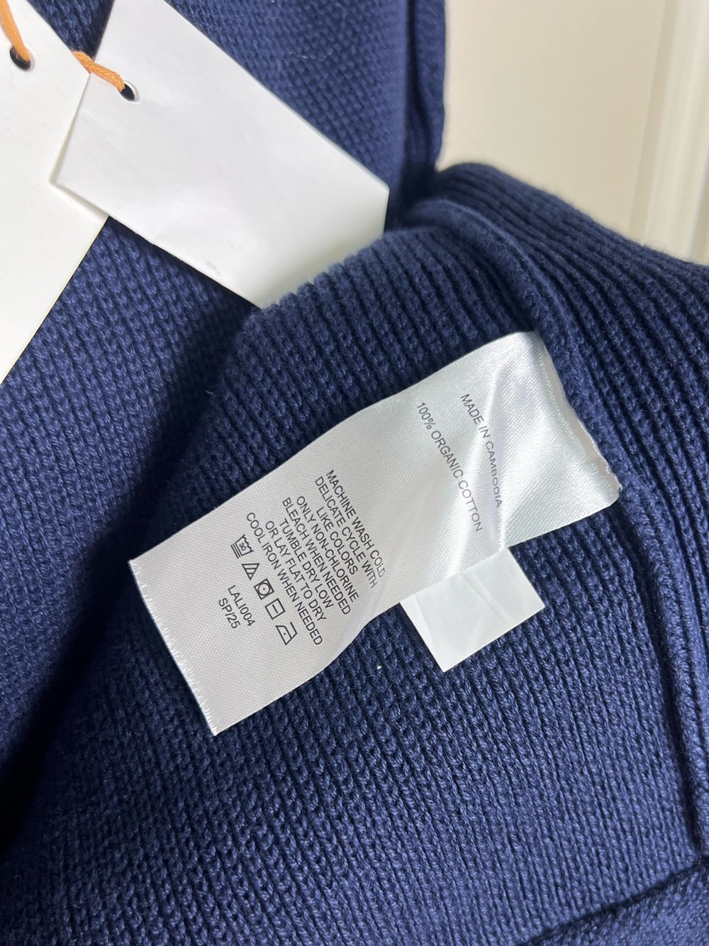 Quince Organic Cotton Sweater Jacket Navy Gold Button Cardigan Women's M NWT - Picture 9 of 11